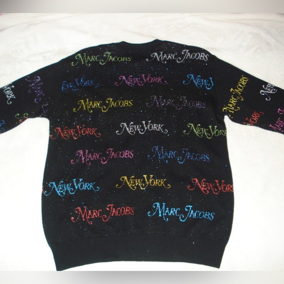 Marc Jacobs glitter logo crew neck merino wool sweater - Picture 2 of 8